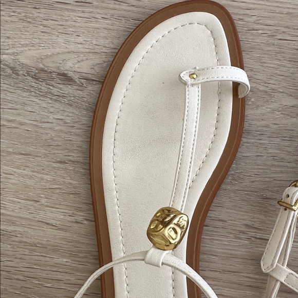 Zara Cream Metal Embellished Flat Sandals - Picture 7 of 7